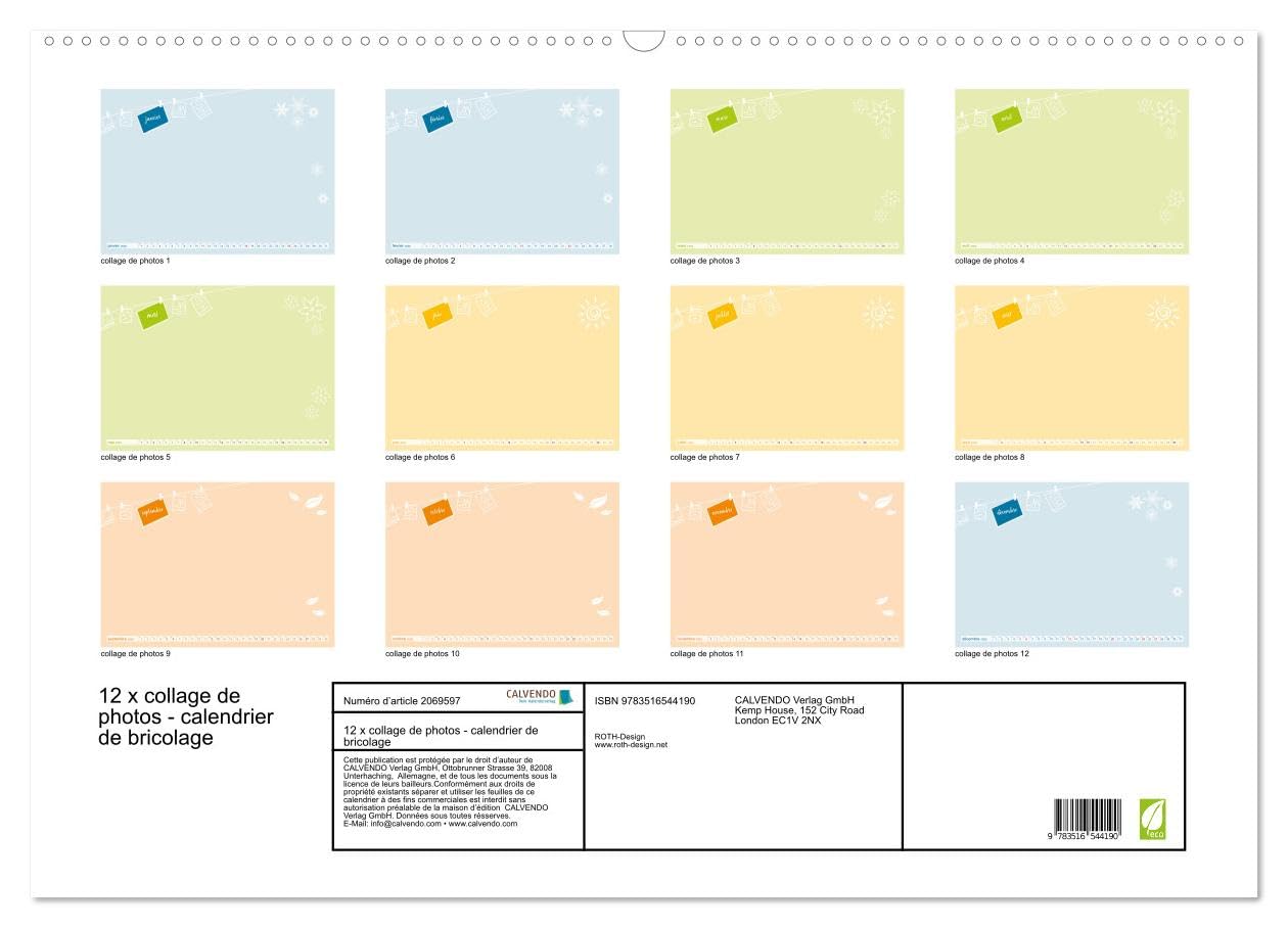 12 x collage de photos - calendrier de bricolage (Calendrier mural 2026 DIN A2 vertical), CALVENDO calendrier mensuel: Calendrier photos personnalisé à offrir (CALVENDO Hobby)