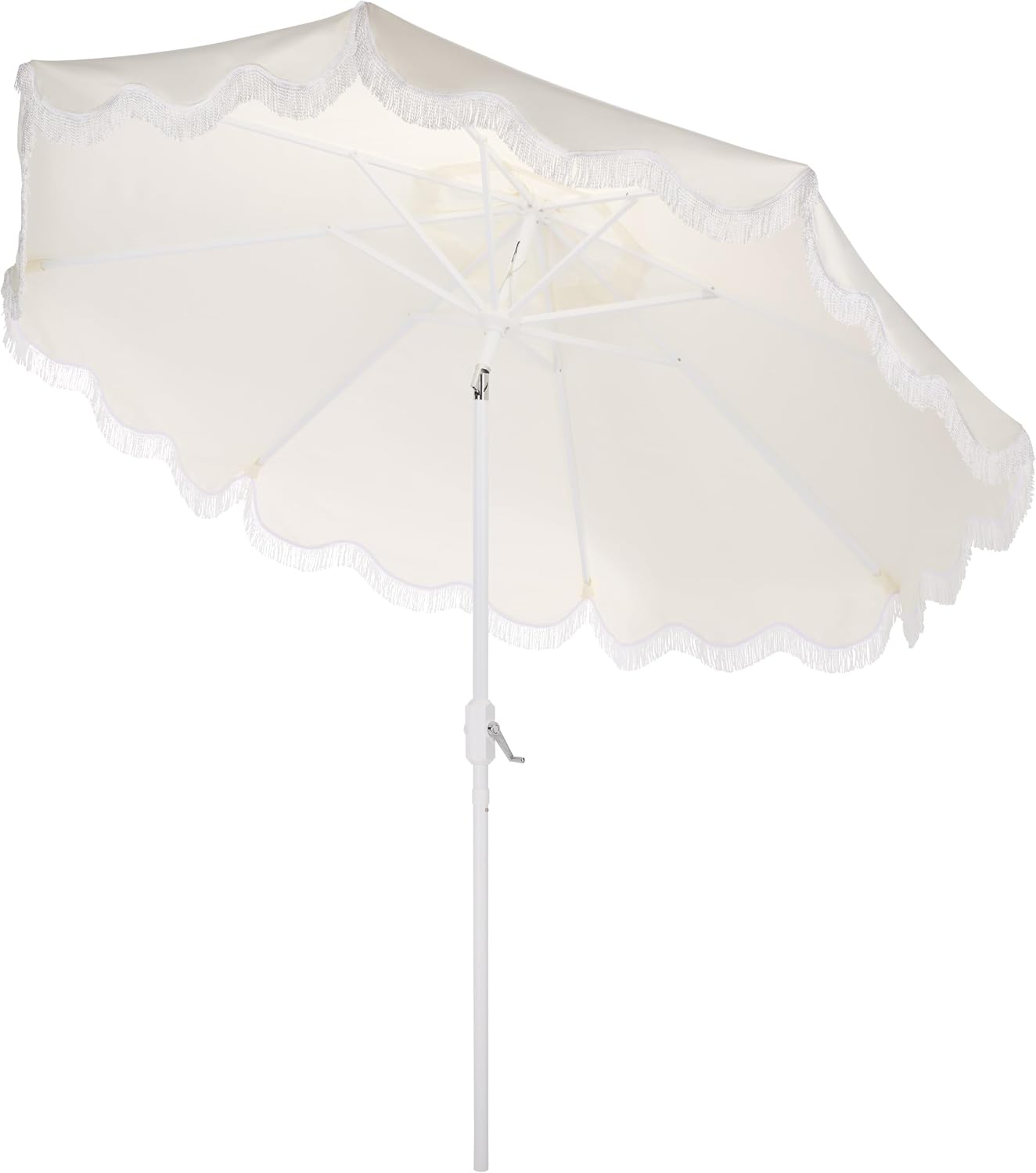 SAFAVIEH Outdoor Patio Furniture Collection – Torsa 9 Ft Crank Patio Umbrella, Ivory & White Pole, Market Umbrella with Crank Lift (PAT8024A)