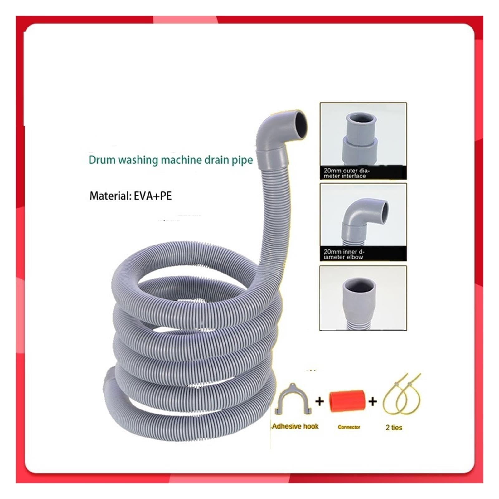 Waschmaschinen-Abflussrohr E, Verlängerte Sanitärschläuche for Xtension 1,5/2/3, 4 M(4 M bend)