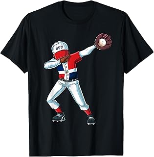 Baseball Dabbing Dominican Republic Player Catcher Pitcher T-Shirt