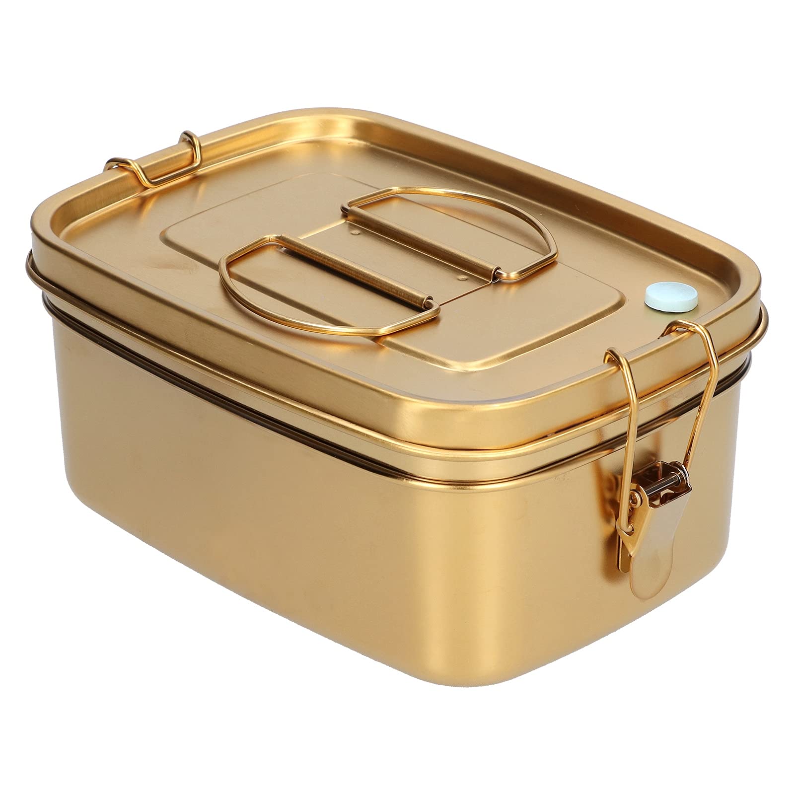 TOPINCN 1,5 L 2-lagige Brotdose Tragbare Auslaufsichere 304 Edelstahl Lebensmittelbehälter Geschirr (Gold)