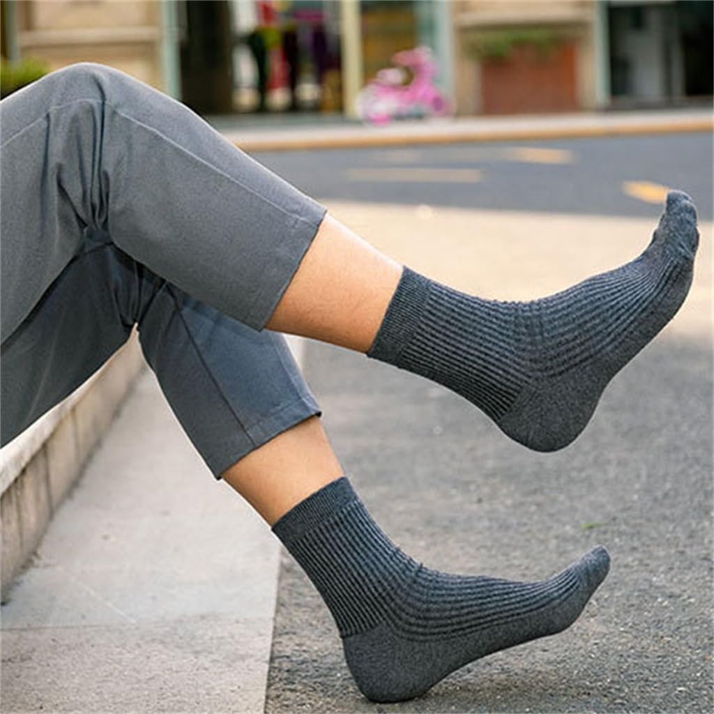 Calcetines de otoño e invierno for hombre, calcetines de tubo de doble aguja de Color sólido versátiles, algodón for hombre, dibujo de negocios