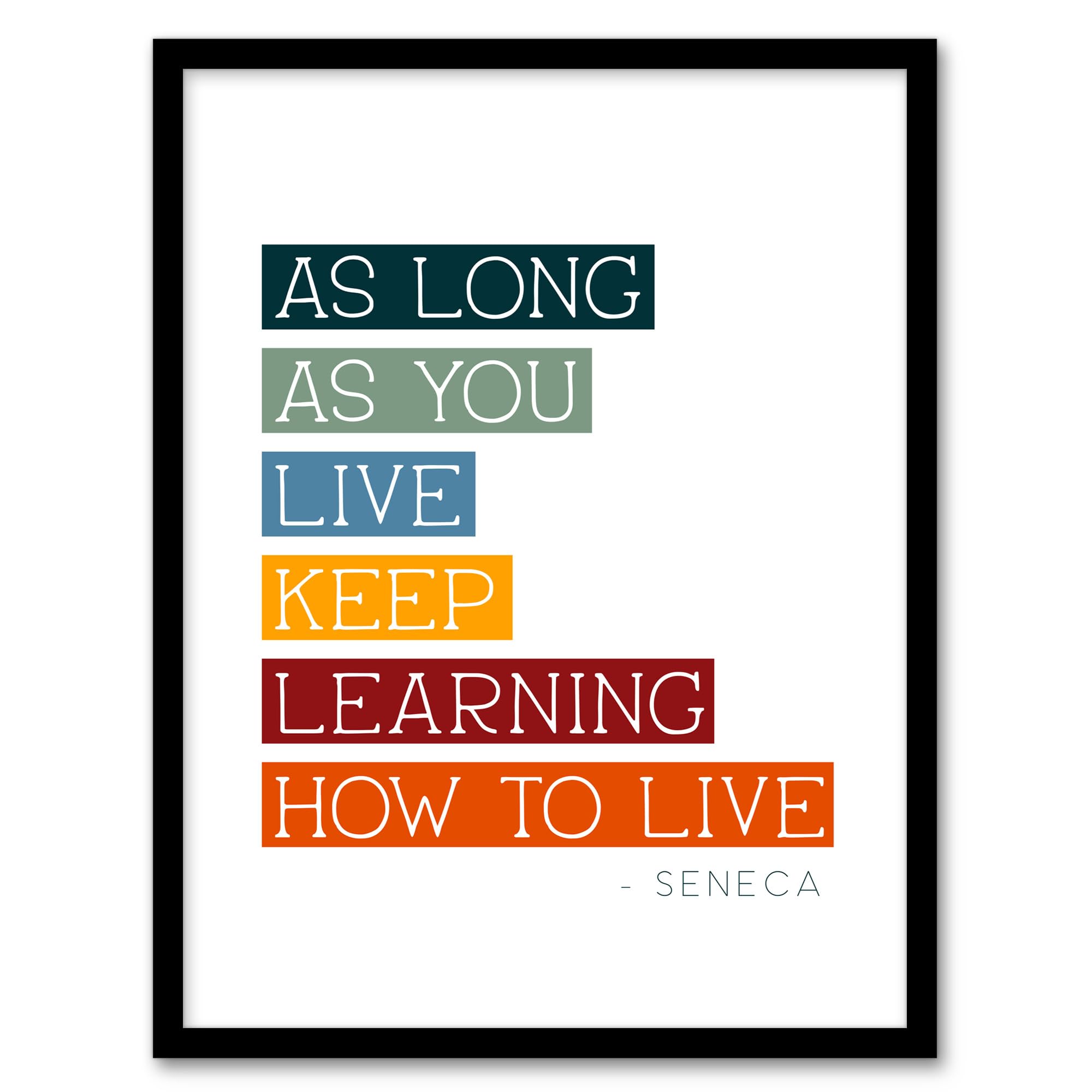 Wee Blue Coo Seneca Quote Keep Learning How to Live Philosophy Artwork Framed Wall Art Print A4