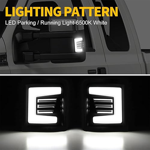 Miniatura 3 de Luz intermitente de espejo lateral LED Switchback señal de giro ámbar y luz blanca de circulación diurna compatible con Ford F250 F350 F450 F550