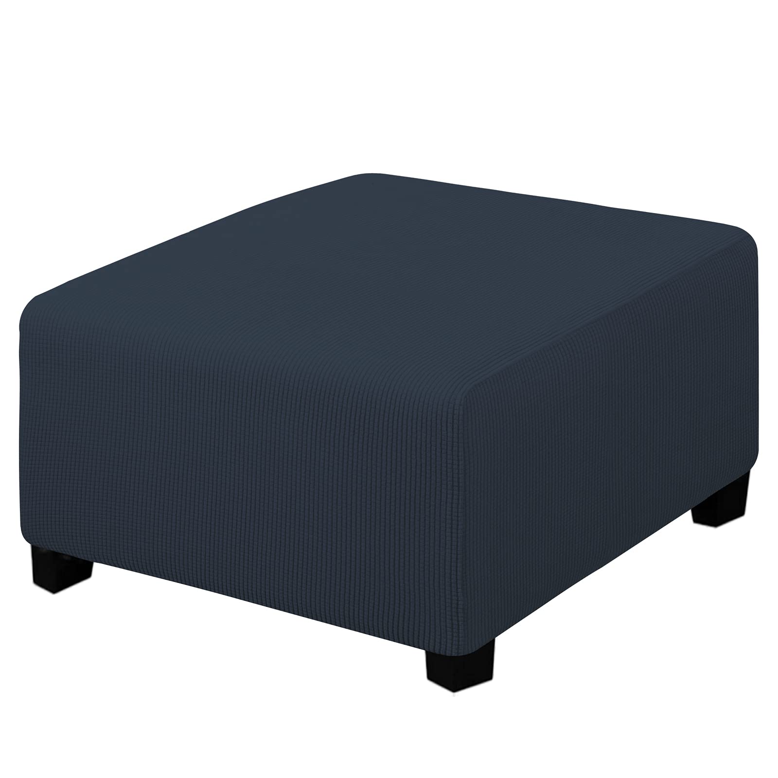 Easy-Going Funda elástica para otomana, plegable, protector de muebles, funda rectangular suave con parte inferior elástica (mediano, azul oscuro)