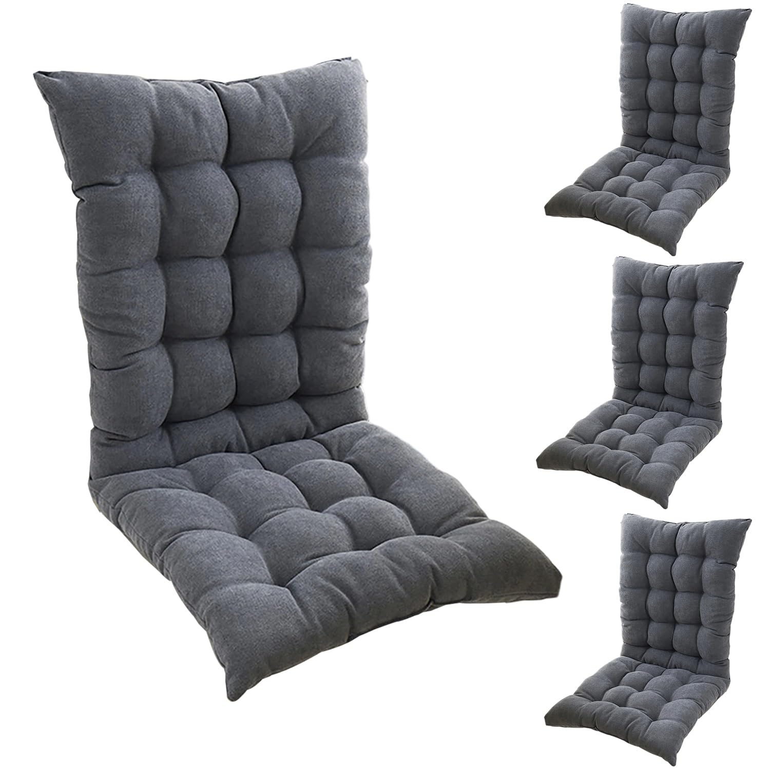 Set di 4/2/1 Cuscini per Sedie con Schienale, 40x40x55cm Antiscivolo Ufficio Cuscino per Sedie，Cuscini di Seduta Cucina con Lacci,per Esterno, Interni, Giardino ,Pranzo(Color1,40x40x55x8cm(4PCS))