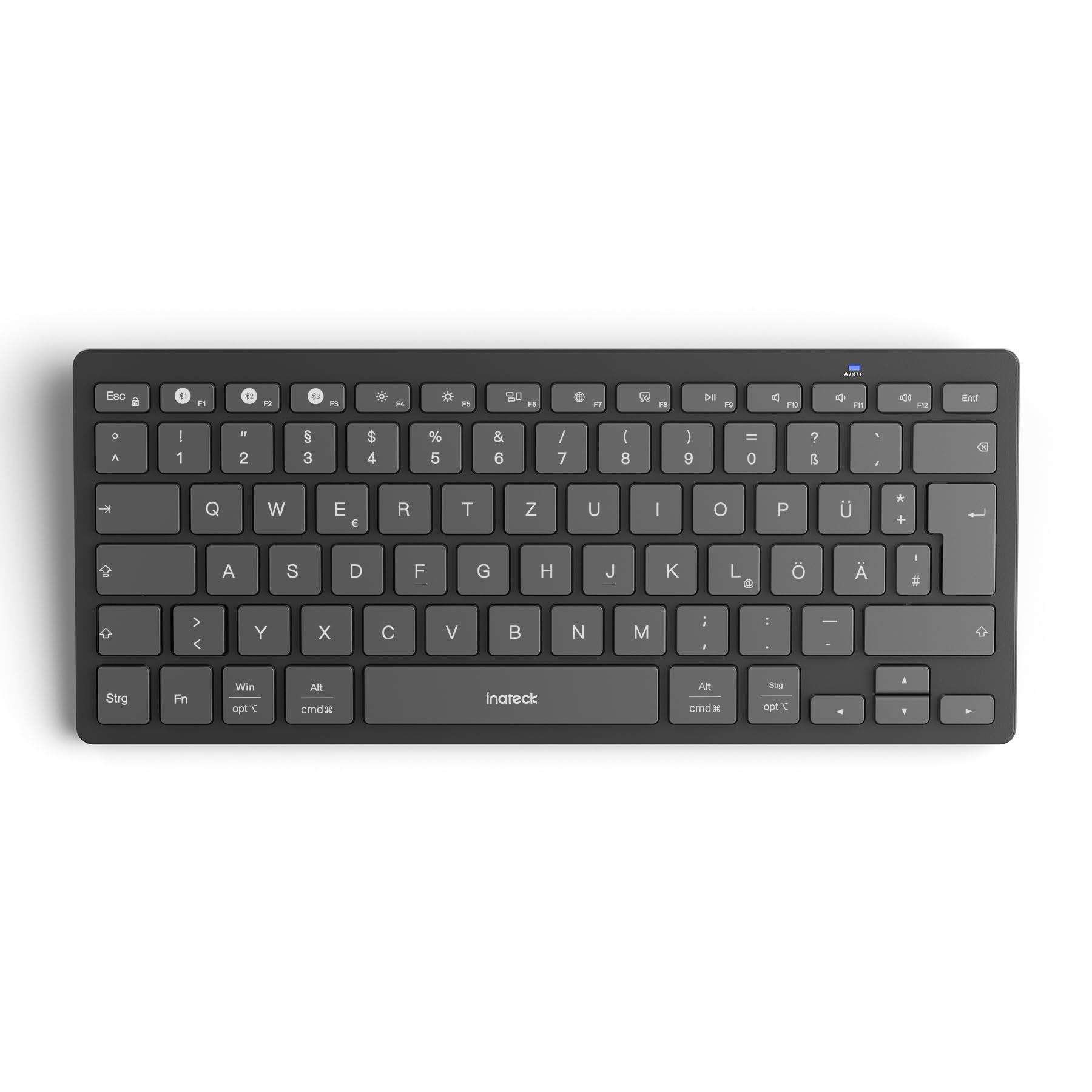 Inateck ultradünne Bluetooth-Tastatur, 3 Bluetooth Kanäle, ergonomisch