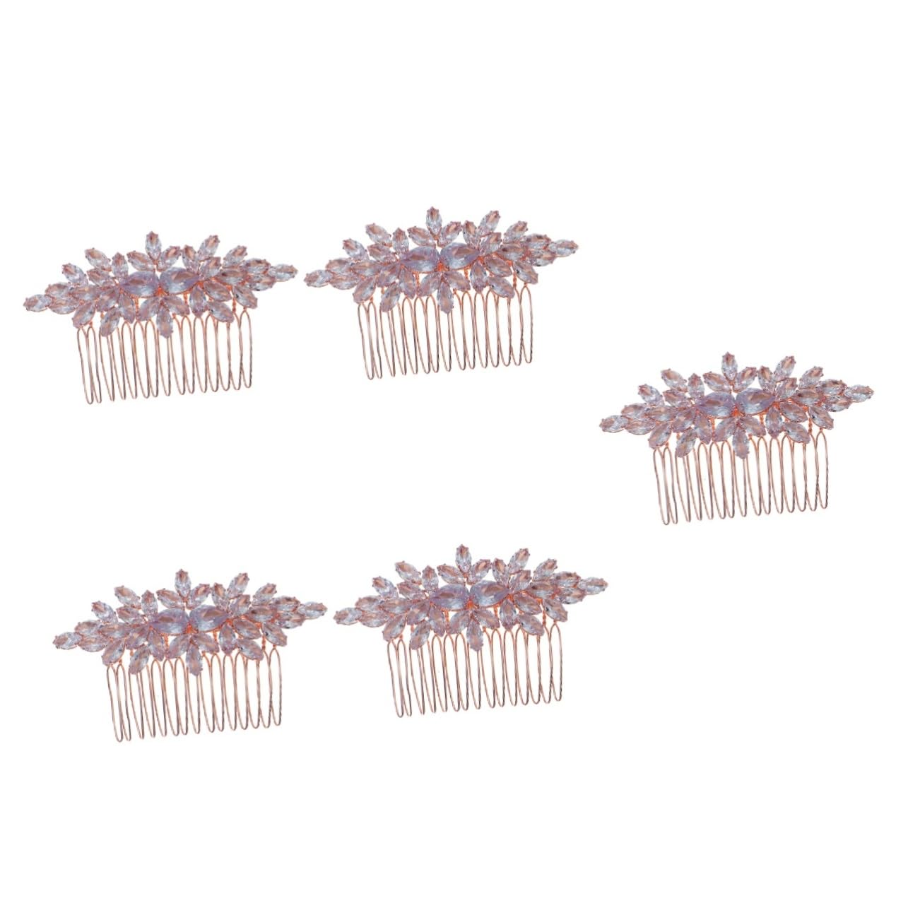 Healeved 5pezzi Pettine Sposa Elegante Con Zirconi Strass Accessorio Per Matrimonio e Cerimonie Pettine Laterale Per Acconciatura Feste e Ricevimenti Design Semplice e Raffinato Facile Da