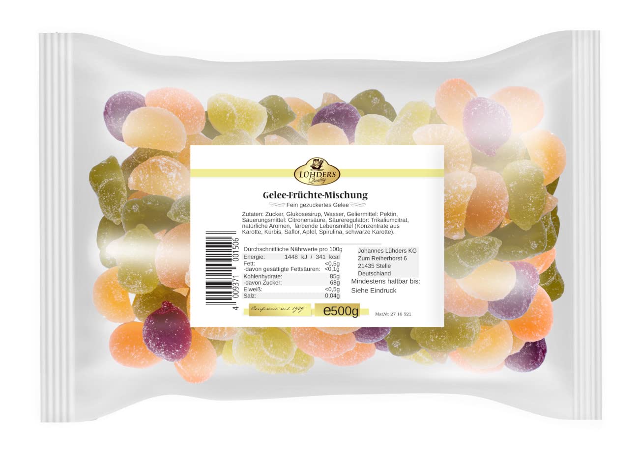 LÜHDERS Gelee-Früchte-Mix Vorratspackung | vegan | 500g