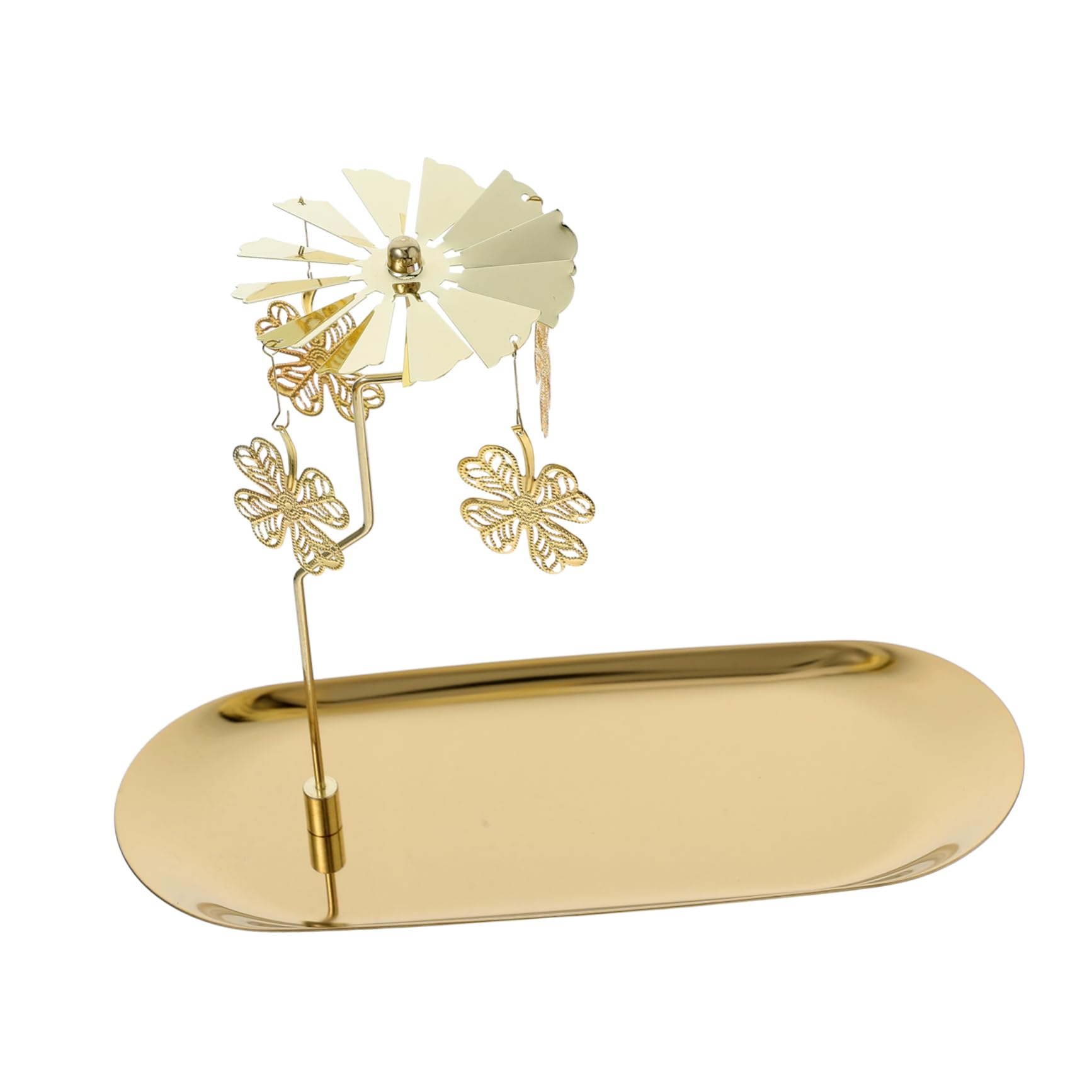Candelabro Giratorio de Hierro con Bandeja, Dorado | Centro de Mesa Decorativo, sin Alimentación Eléctrica, para Bodas y Navidad