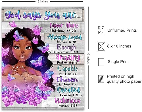 Vista 2 de Black Girl Wall Art & Decor - African American Women Woman Teen Picture Poster Print - Cute Positive Affirmations - Inspirational Motivational