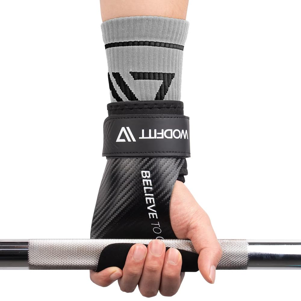Strada per Crossfit | Grips senza fori in fibra di carbonio | Guanti da palestra uomo e donna | Protezione delle mani | Design ergonomico Polsiere Crossfit Guanti da palestra Cross donna