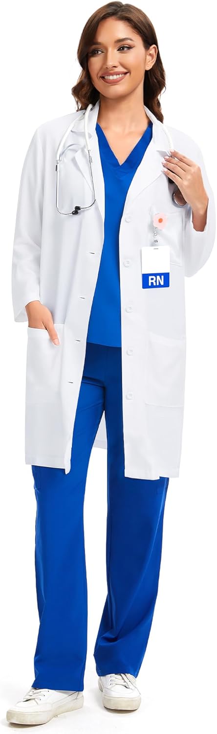 COZYFIT Lab Coat for Woman 3 Pocket, Long Sleeve Medical Coat, Relaxed Fit - Image 8