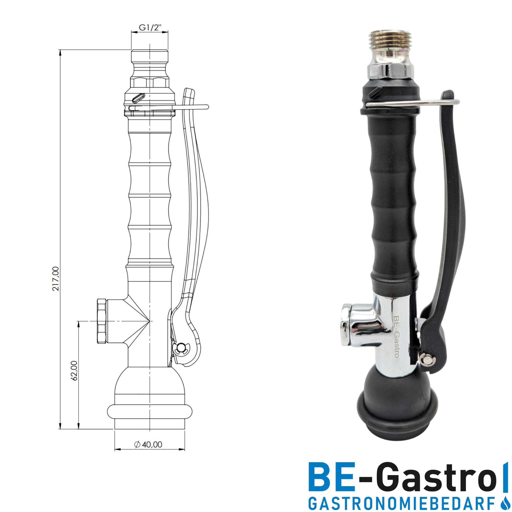 BE-GASTRO® I Profi Gastro ECO-Line - Alcachofa de ducha (1/2 pulgadas, acero inoxidable, repuesto para ducha y gastroductora)