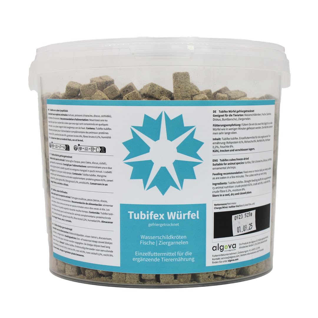 Cubos de Tubifex algova® Alimento para Peces liofilizados Alimento para Tortugas (10L = 1300g)