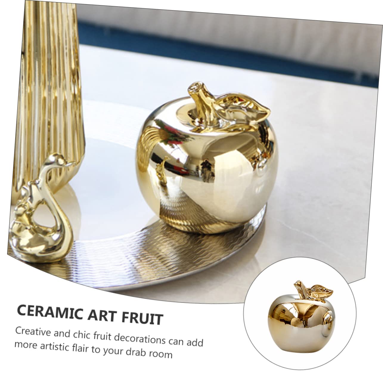 BESPORTBLE Ornamento in Ceramica a Forma di Mela Oro, Decorazione Pratica e Facile da Usare per Arredamento Casa Creativo e Chic, per Soggiorno o Cucina