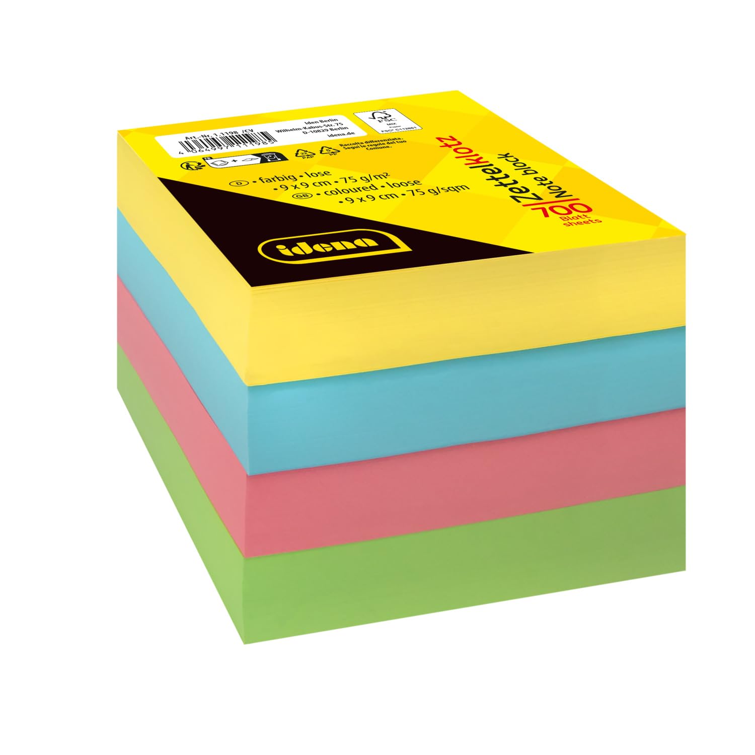 Idena 11198 Notepad 9 X 9 Cm, 700 Loose Notepads Made Of FSC Mix Paper 75 G/m² In 4 Colours - View #9