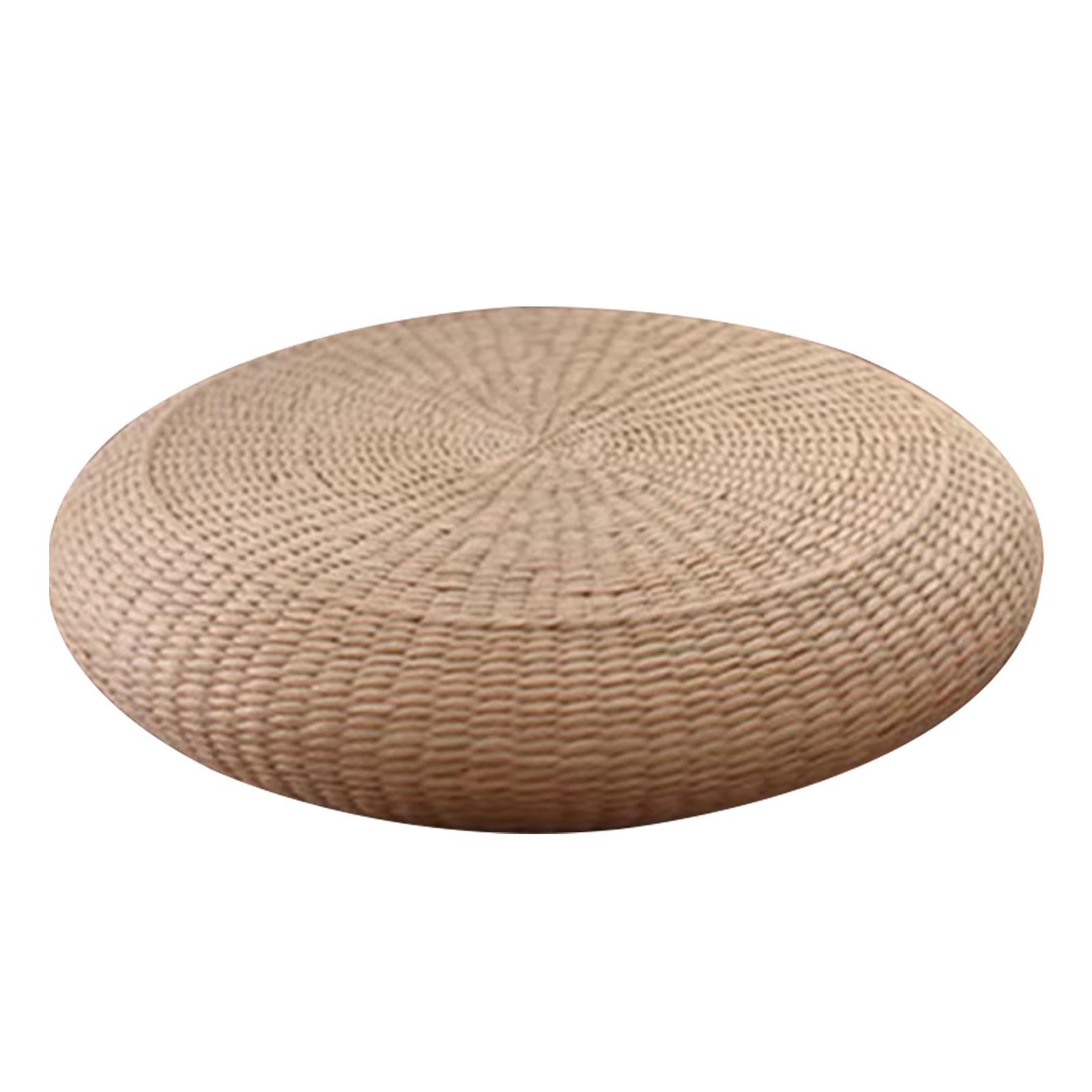 Baoblaze Sitting Pillow Straw Meditation Cushion Yoga Mat Comfortable Woven Straw Floor Cushion for Decoration Hotel Balcony Farmhouse