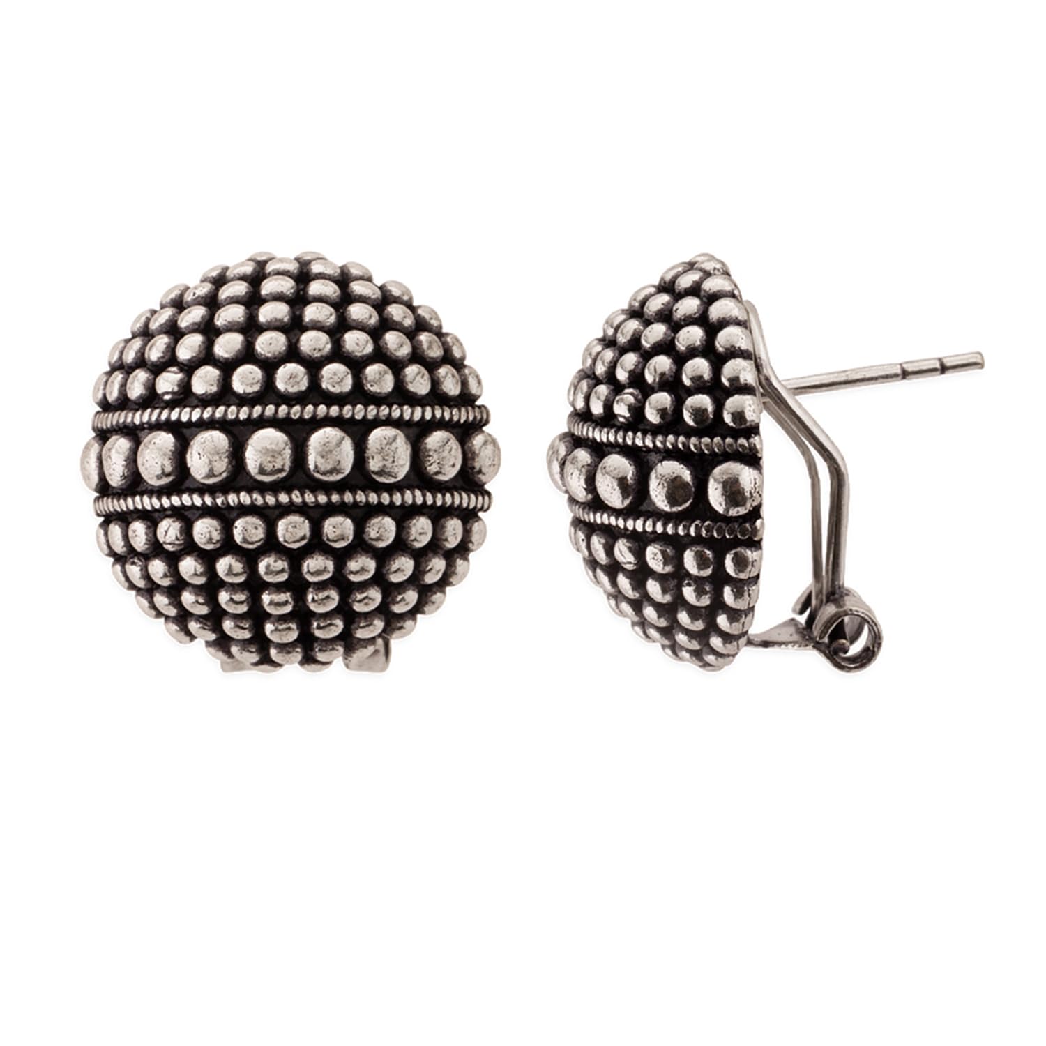 Oxidized Rava Ball Stud Earrings For Women-image-30