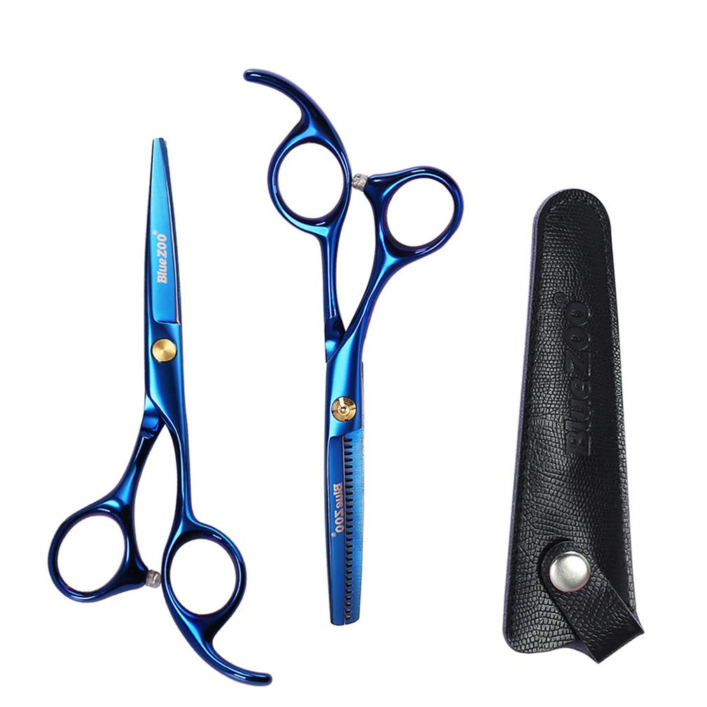 Professionelles Haarschneidescheren-Set, 5,5-Zoll-Friseur-Haarschneideschere aus Edelstahl, Styling-Werkzeug, mit Lederetui, für Friseur, Heimgebrauch, Salon (Gold)