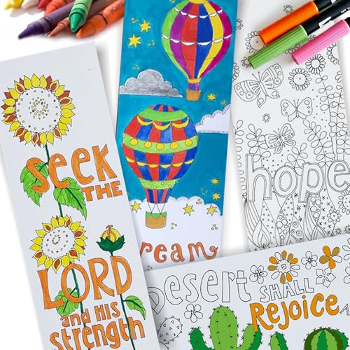 Christian Colouring Bookmarks, Images of Hope, Pack of 10 different designs, with coloured Bible verse on reverse. Makes a great
