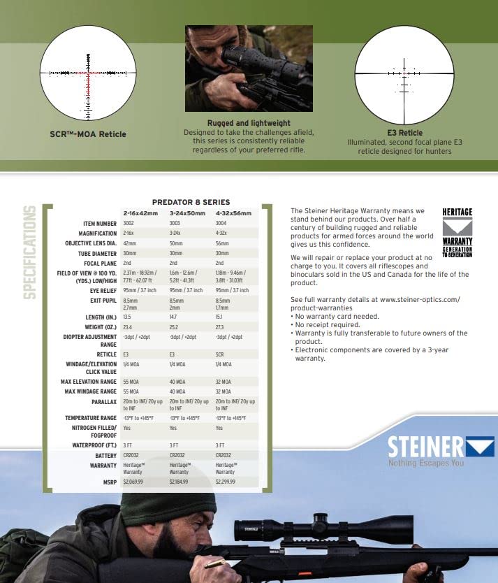 Image of Steiner Optics Predator 8 Series Hunting Rifle Scopes