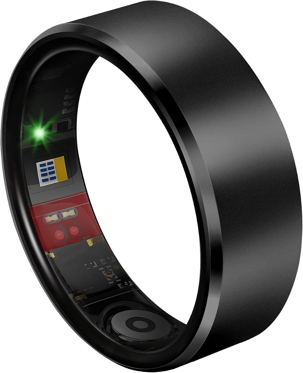 Smart Ring 2.0 para hombres y mujeres, rastreador de sueño y actividad física, negro 10 | Ligero, impermeable, delgado, resistente a rayones, chip avanzado, monitor de sueño, estrés y actividad diaria, sin tarifas de suscripción