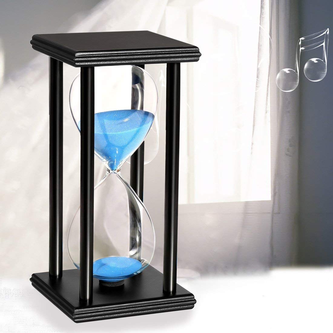 Lodunsyr Reloj de arena con temporizador de 45 minutos, reloj de arena para decoración de Navidad, Año Nuevo, cumpleaños, mesa de té, café, libro, estante escolar, marco de madera, temporizador de — view 8