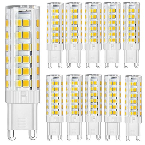 KitaBulb G9 7W LED Lampen, 75 x 2835 SMD, 550 Lumen, Ersatz für 60W Halogenlampen, 220-240V AC, Warmweiß, 360° Abstrahlwinkel, LED Birnen, LED Leuchtmittel, 10er Pack