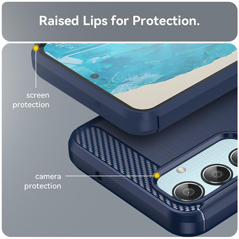 Image of Hybrid Carbon Fiber Back Case for Samsung Galaxy M35 5G (Blue)