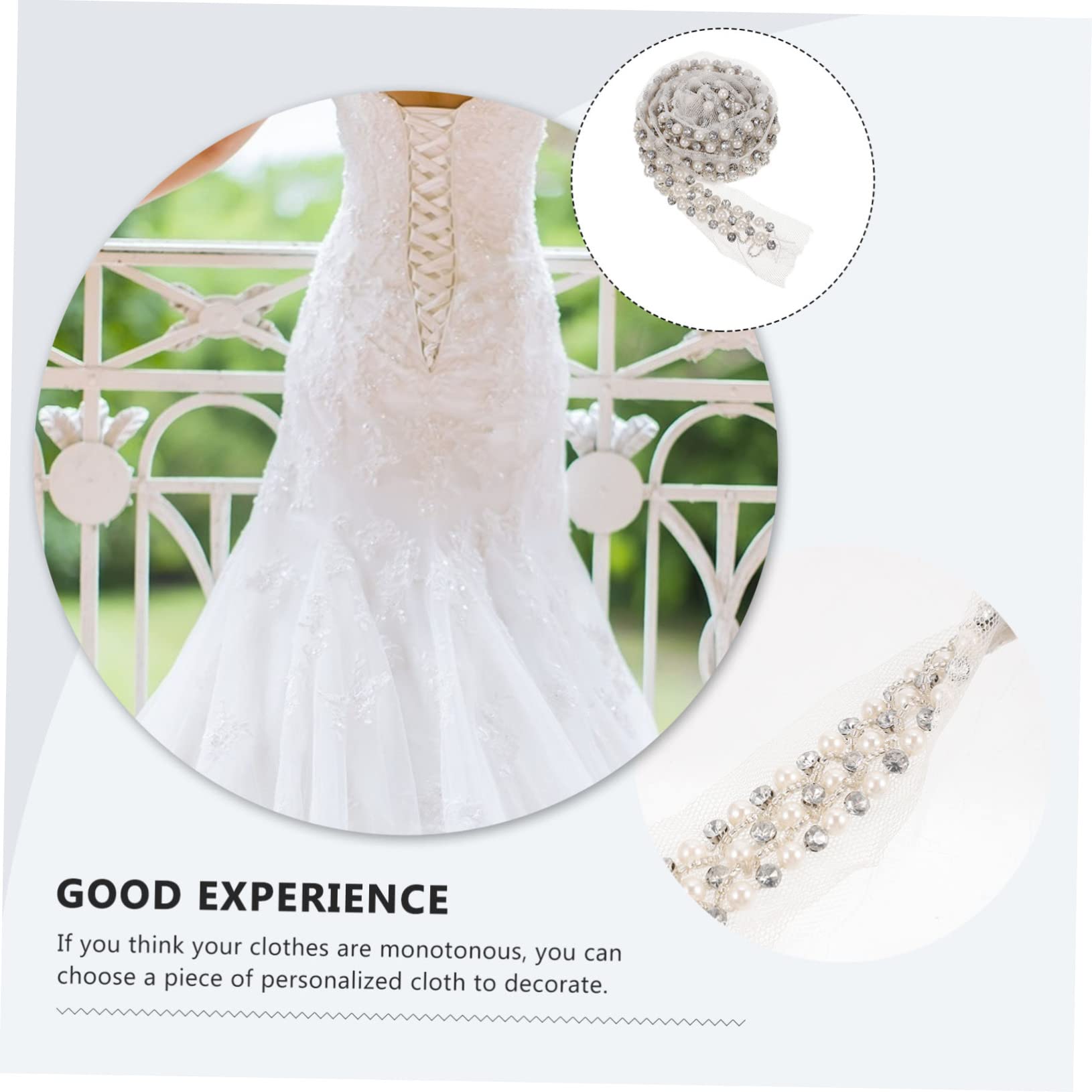 Operitacx 4piezas Cinta De Encaje Decorativa Perlas y Strass Ribete Multifuncional Para Confección De Ropa Manualidades y Decoración De Fiestas Para Vestidos y Accesorios De Moda