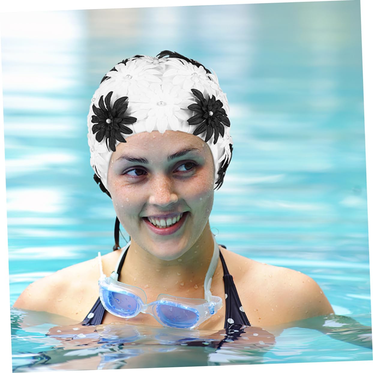 Abaodam Tapa De Natación De Flores Impermeable Proteccion Mujer Adulto Vistoso Reutilizable Tela Gorras De Natación Piscina Nadar Sombreros De Natación Largo Brocado