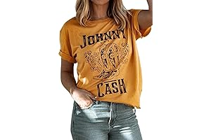Cash Shirt Women Long Boots Graphic Short Sleeve Tees