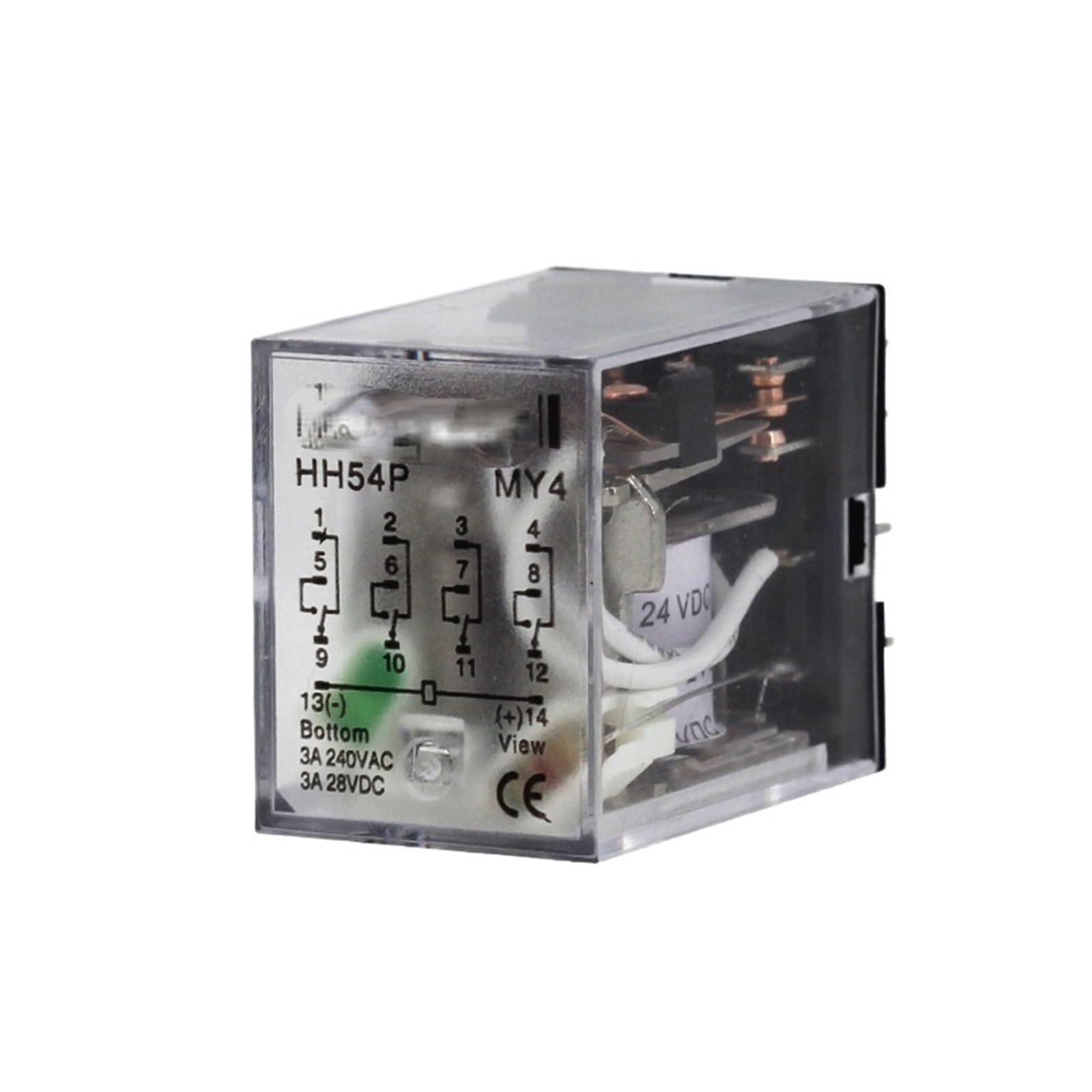 Relé MY4P HH54P MY4NJ Bobina General DPDT Micro Mini Interruptor de Relé Electromagnético con Base de Zócalo LED CA 110 V 220 V 12 V 24 V(AC,24V-with Base)