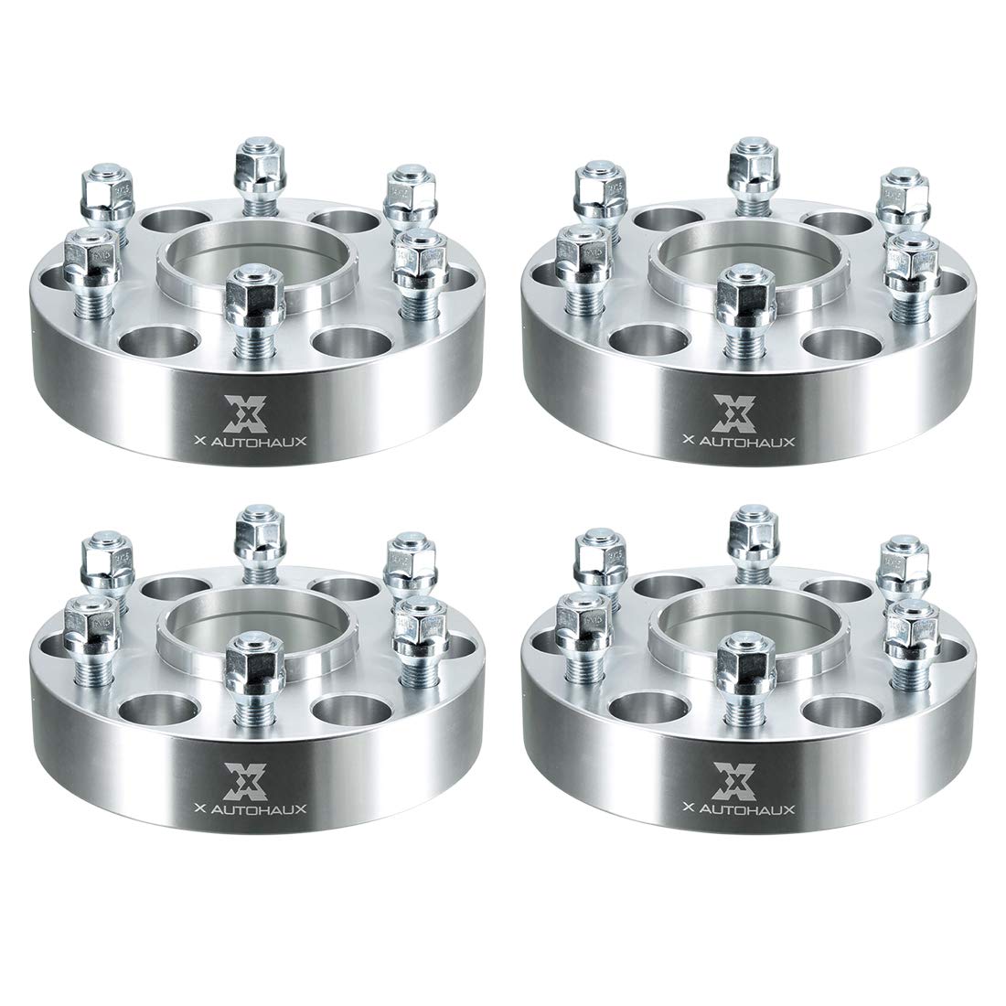 X AUTOHAUX 4pcs 6 Lug 1.5'' Thickness Wheel Spacer Adapter 6x5.5" Hub Centric Wheel Spacers Adapters with 78.1mm Hub Bore Silver Tone for Car