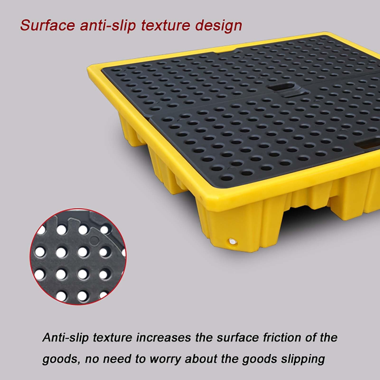 Pallet for sversamenti in HDPE for fusti di petrolio e liquidi | Dimensioni multiple for fusti di petrolio e liquidi: magazzino, officina, produzione, laboratorio(340x340x65mm)