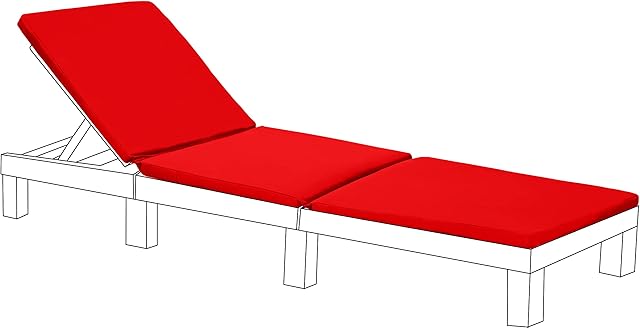 Gardenista Garden Sun Lounger Replacement Pad for Allibert Keter Daytona | Rattan Sunlounger Recliner Patio Furniture Cushion | Water Resistant & Lightweight | Hypoallergenic Fibre Filled (Red)