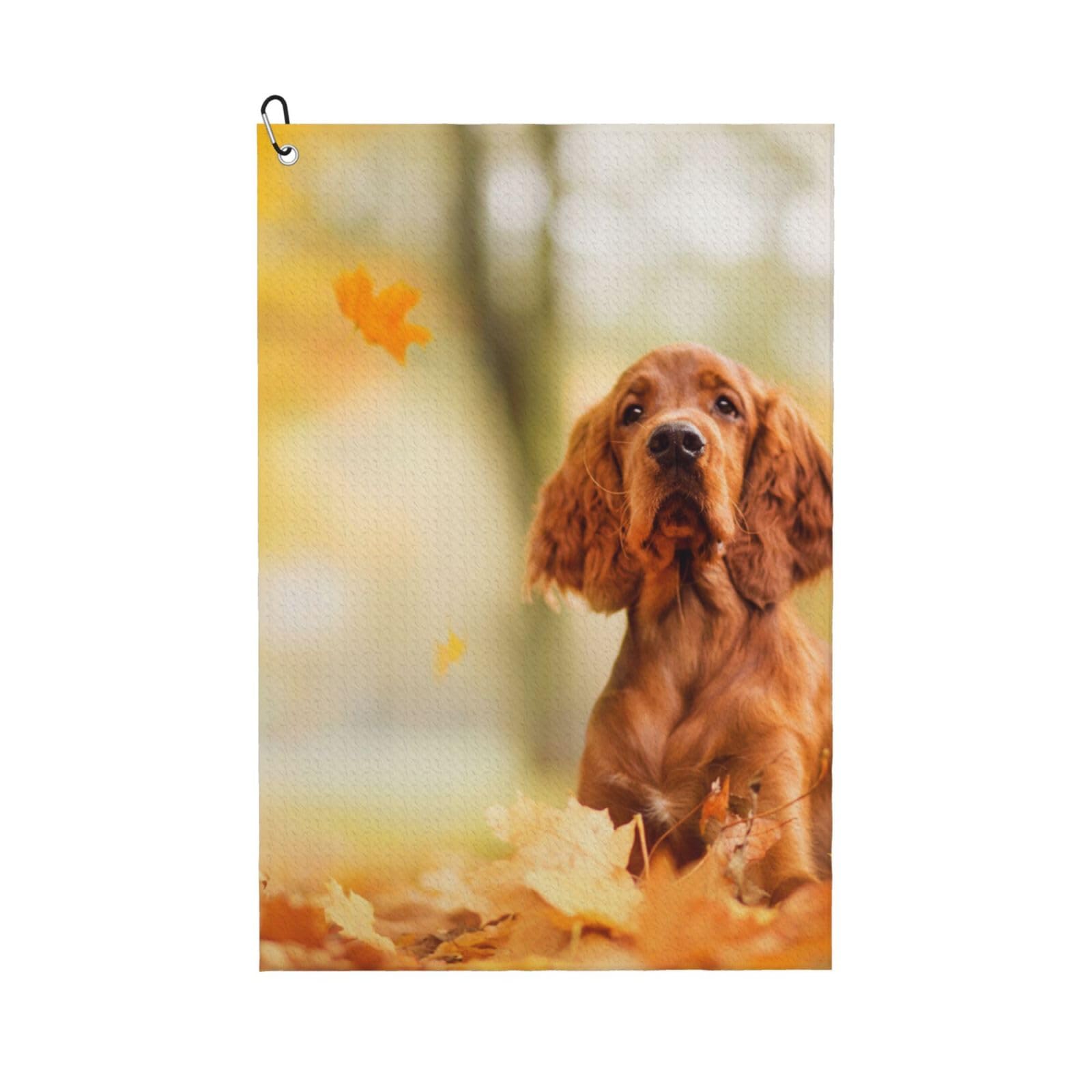 Hnnkloy Cocker Spaniel Autumn Park Brown Spaniel Dogs, 16x24 in Portable Waffle Golf Towels with Carabiner Clip for Golf Bag