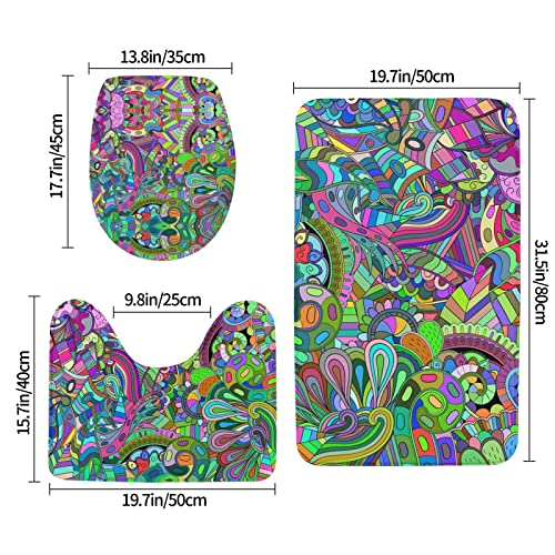 Graffiti Print Rug Mats Pads Badvorleger Badteppich Set 3-teilig + Konturteppich + Toilettendeckelbezug – Bild 3