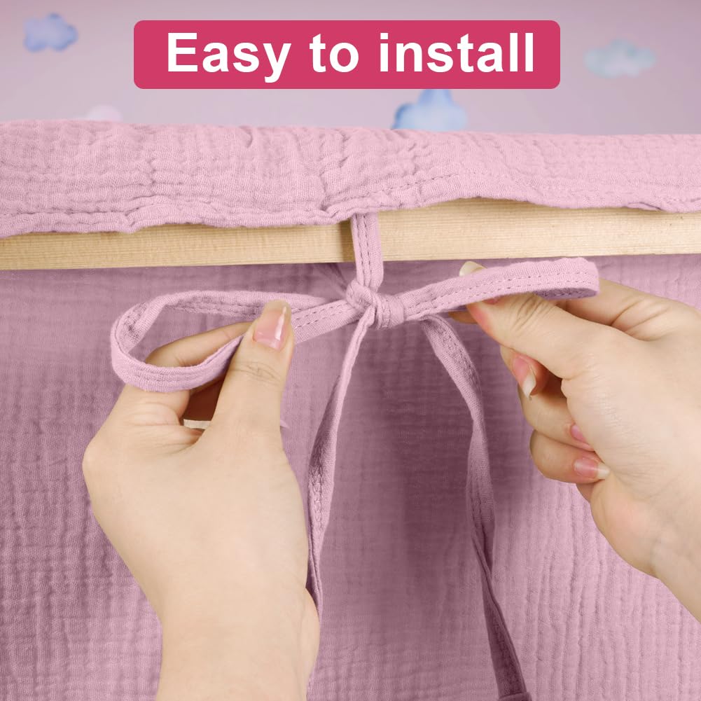Vicloon Tenda Letto Bambini 100% Cotone, Tenda Letto Montessori per Letto Bambini, Baldacchini in Tessuto, Tenda da Letto per la casa in Mussola, 135 x 360 cm, Rosa Scuro