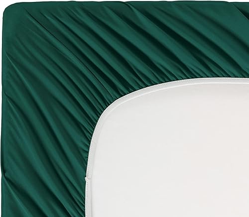 Miniatura 7 de Hunter Green - Juego de sábanas y fundas de almohada de lujo de 6 piezas de 1800 hilos, juego de ropa de cama de microfibra con bolsillo profundo de