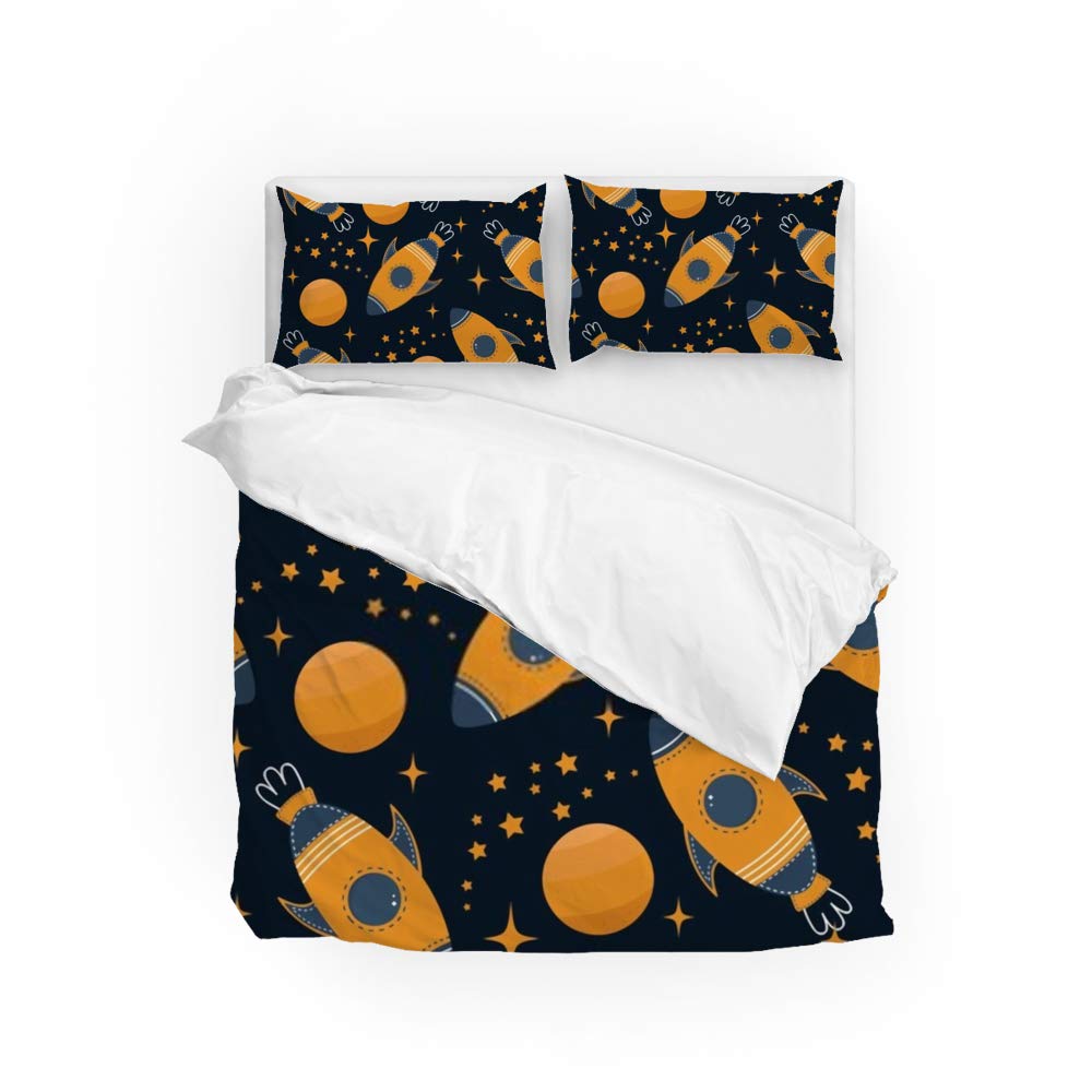 Housse de couette fusée jaune pour décorer une chambre d'enfant