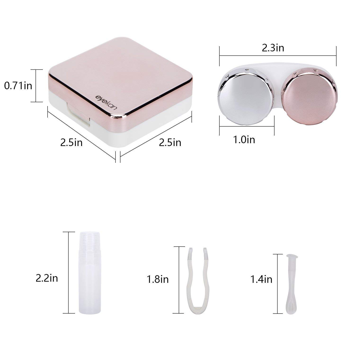 SHOPOWARE Plastic Travel Contact Lens Case Box With Mirror (Rose Gold)