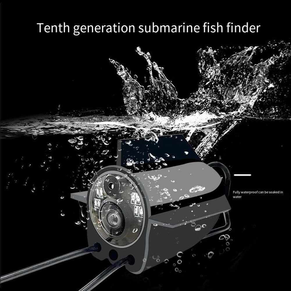Fishfinder - Telecamera subacquea da pesca, grandangolare a 220°, visione notturna a infrarossi, impermeabile, con display da 4,3", per pesca su ghiaccio/lago/barca (50 m)