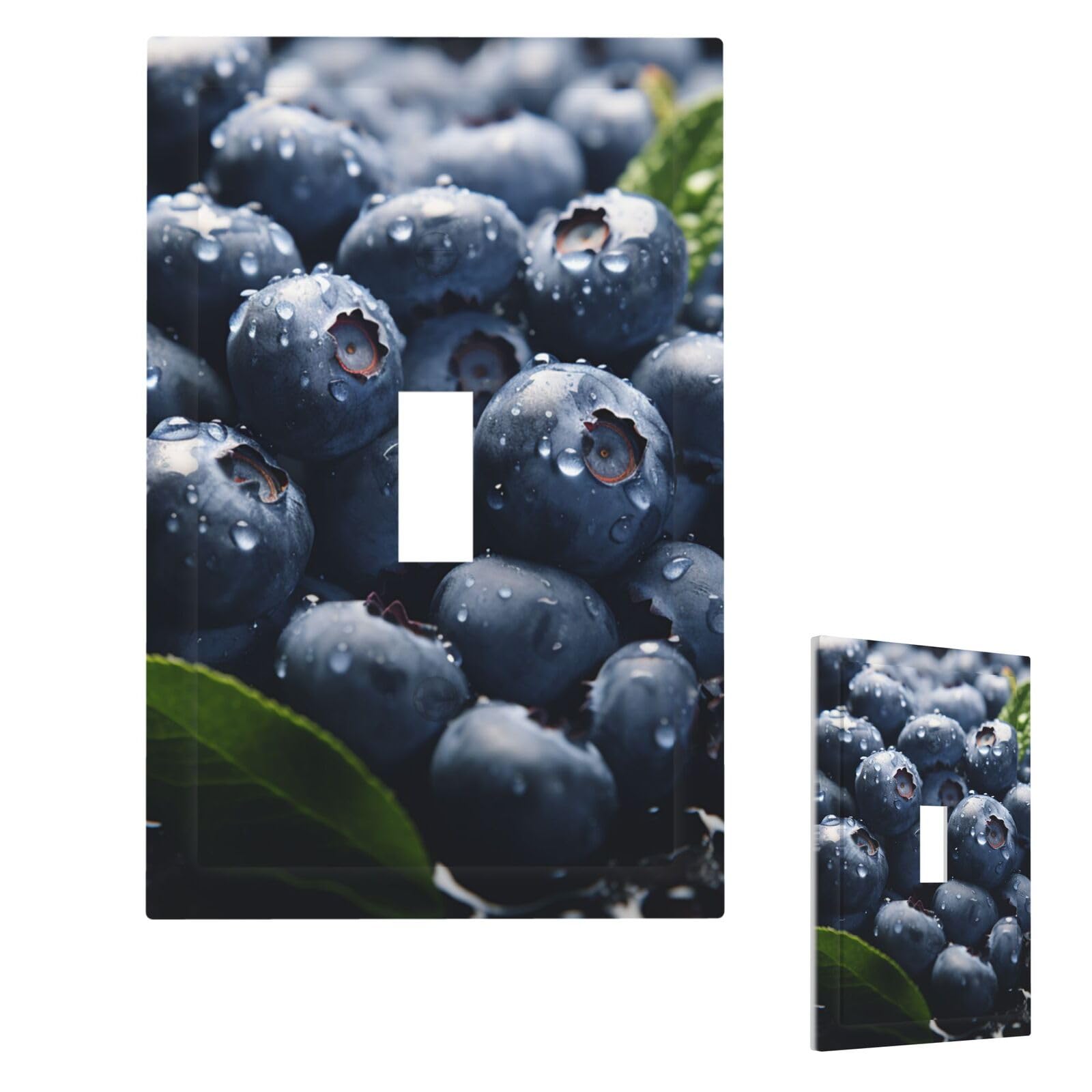 Delicious Blueberry Wall Plate Cover Single Toggle, Modern Decorative Light Switch Cover Unbreakable Receptacle Outlet Covers for Living Room Bedroom Decor