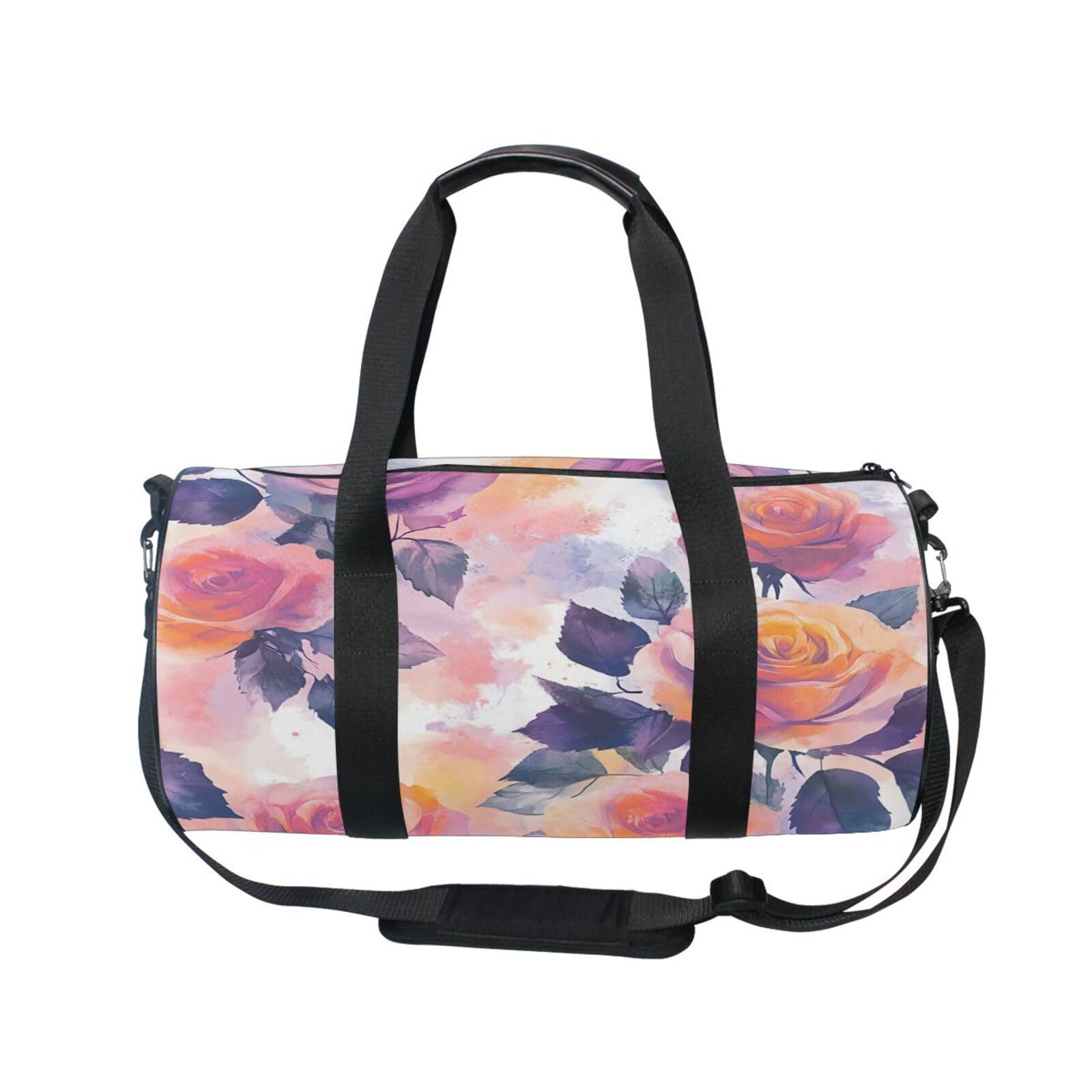 BOESI Watercolor Color Roses Travel Gym Bag, Lightweight Sports Bag, Hand-carrying and Shoulder-carrying, Suitable for Men and Women