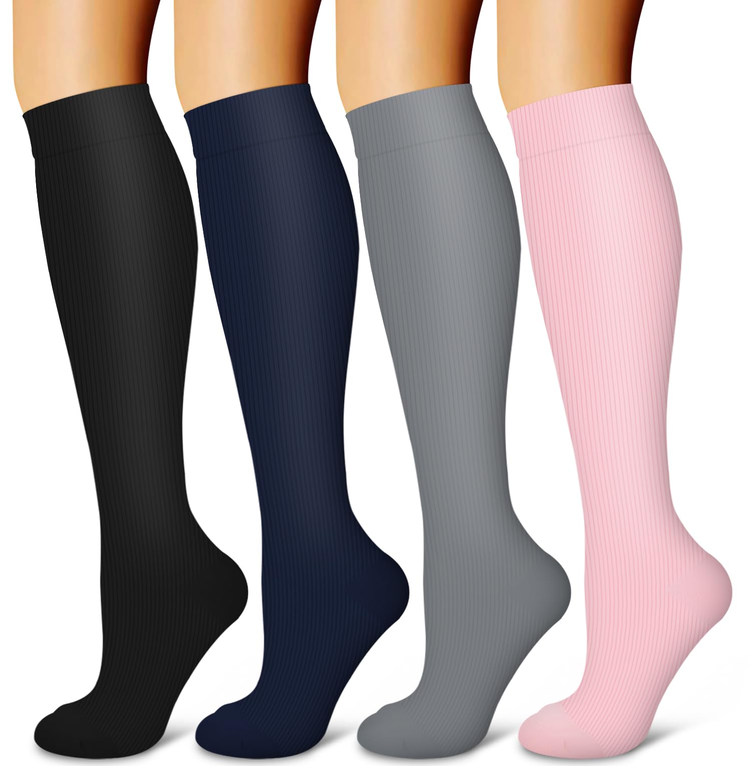 Laite Hebe 4 Pairs-Compression Socks for Women&amp;Men Circulation-Best Support for Nurses,Running,Athletic