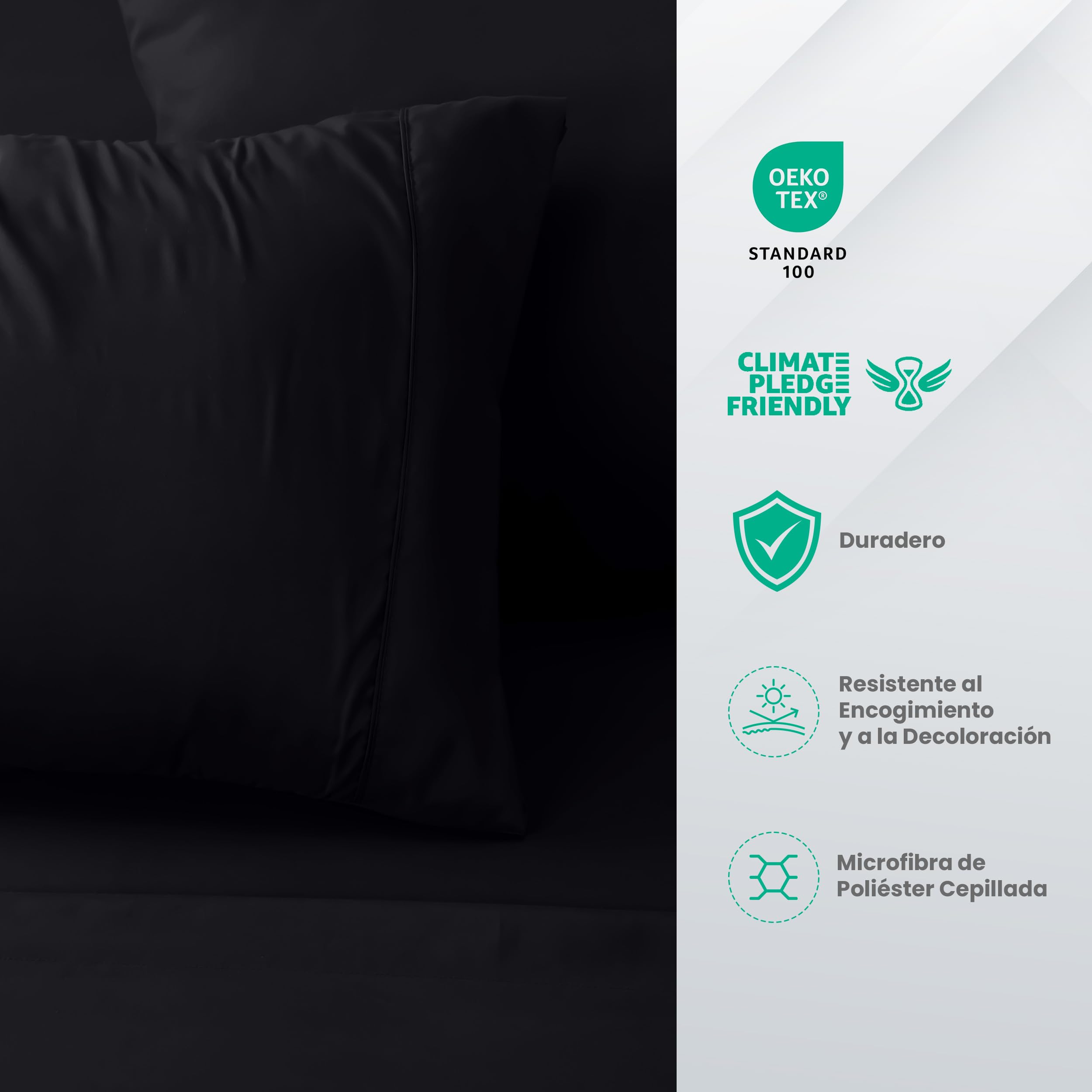Utopia Bedding Juego de Sabanas 4 Piezas 135x190 - Poliéster Microfibra Cepillada - Oeko-Tex Certificado - Sábana Bajera, Sábana Plana y 2 Fundas de Almohada 50x75 (Cama 135, Gris) — view 53