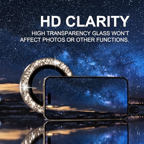 Image of Choiche Compatible for iPhone 16 Pro /iPhone 16 Pro Max Camera Lens Protector, 9H Tempered Glass Camera Cover Screen Protector Metal Ring Decoration Accessories (Titanium Natural) (Glitter Titanium Desert, For 16 Pro Max /16 Pro)