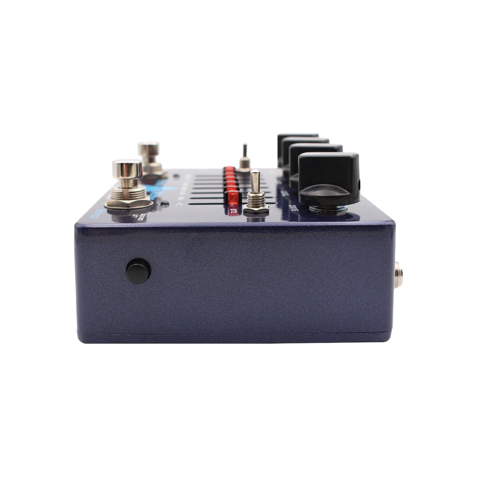 Bass Distortion Pedal Alpha Omega Dual Modes DI Box 6 bande EQ Headphone Output Amplificatore Simulator Bass Effects Pedal Aluminum Blue